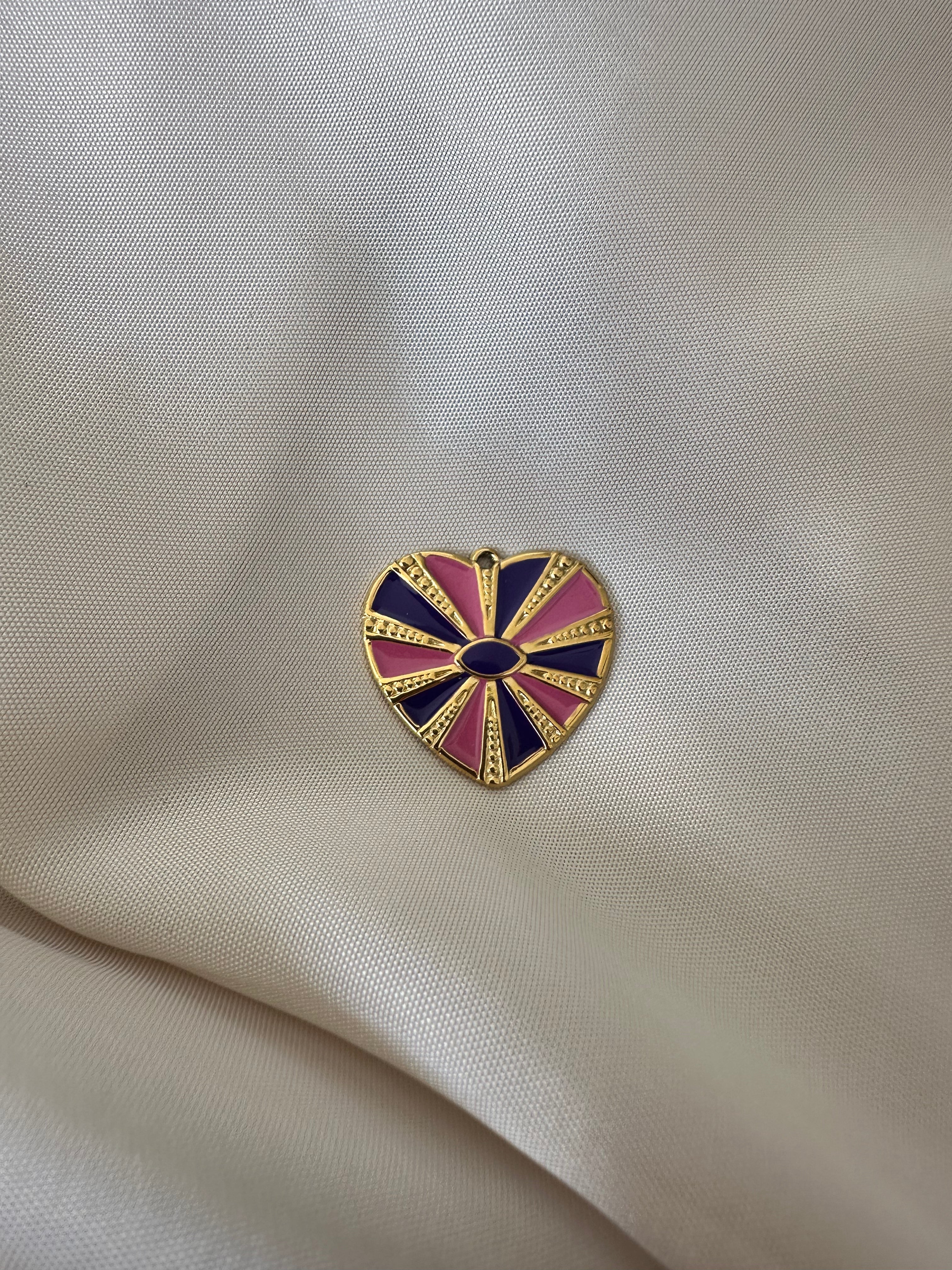 Charm coeur rayon violet